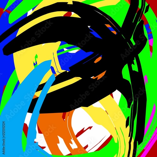 Foto An energetic non-representational abstract image characterized by thick, bold, sweeping brushstrokes