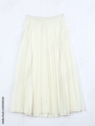 Canvas Print White pleated midi skirt on white background