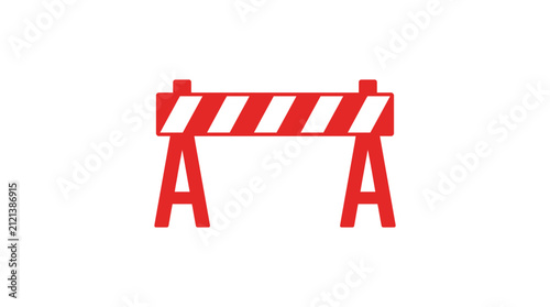 Barricade icon depicts a red and white striped construction barrier used for safety signaling and road work management in urban areas, featuring plenty of copy space for your custom design needs.