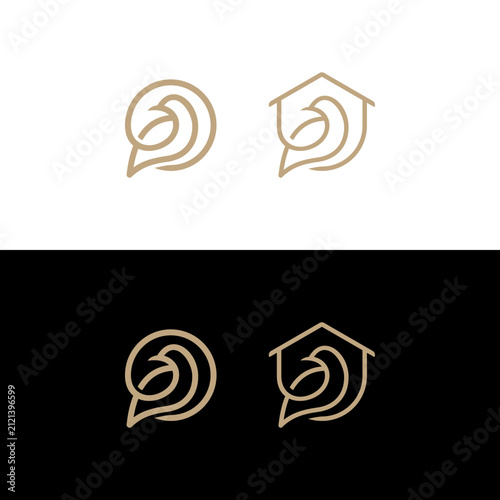 Elegant Minimalist Line Art Bird Logo Concepts for Real Estate and Nature Branding Identity Set
