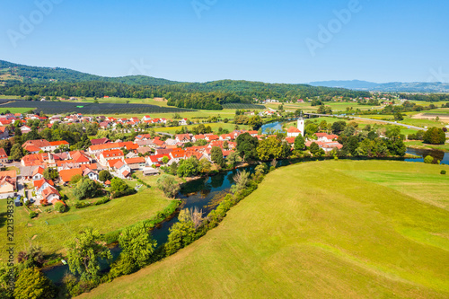 erial view of small town Kostanjevica na Krki in Slovenia, Europe, popular cultural site and tourist destination