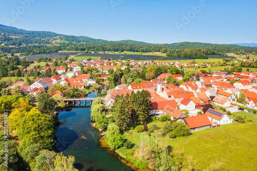erial view of small town Kostanjevica na Krki in Slovenia, Europe, popular cultural site and tourist destination