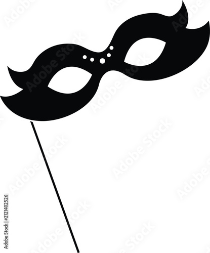 Cuadro en lienzo Masquerade mask on a stick vector icon