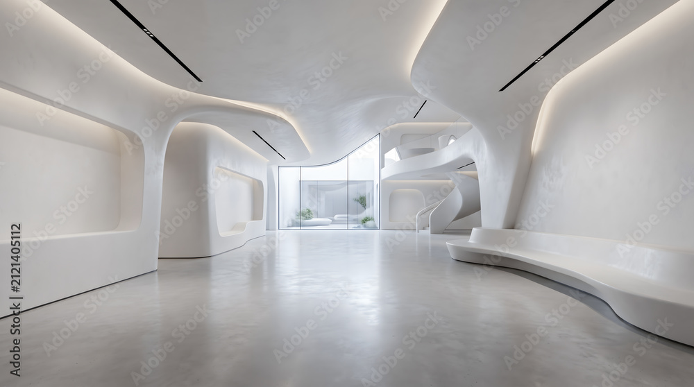 Obraz premium Fluid Geometry Gallery Contemporary Architectural Background for Premium Branding