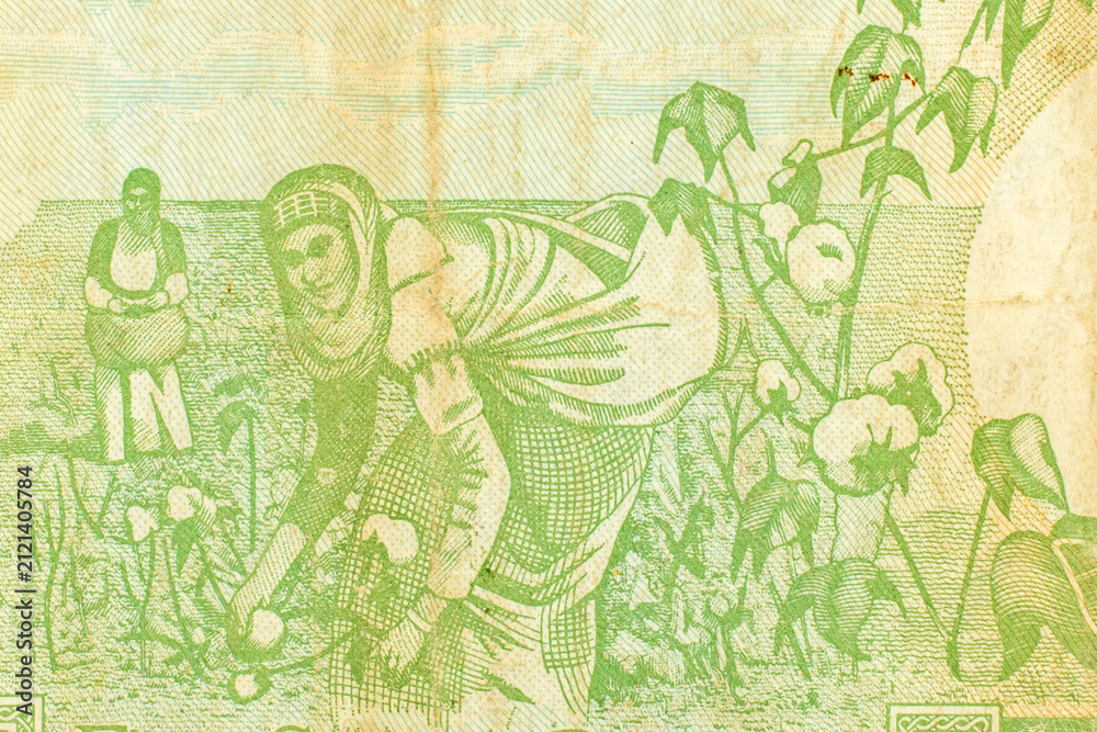 Fototapeta premium Detail of a 19th-20th century paper bill, macro shot. 