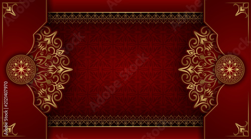 Luxury red mandala background, round decoration