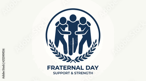 Fraternal Day emblem featuring three people supporting each other.