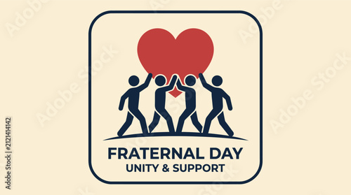 Fraternal Day concept illustration with people holding a heart.