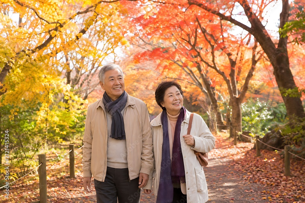 Fototapeta premium シニア 夫婦 秋 紅葉