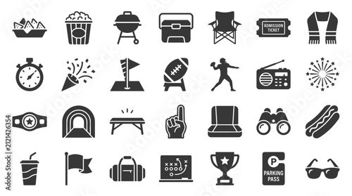 American Football Game Day Icons Collection