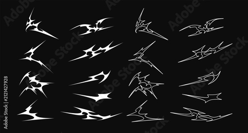 neo tribal sharp spikes shapes vector design y2k abstract graphic elements