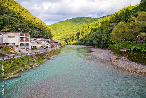 Obraz na plátně Kawayu Onsen river and outdoor hot spring baths, Wakayama, Japan.