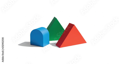 Minimalist Geometric Shapes with Solid Colors and Soft Shadows