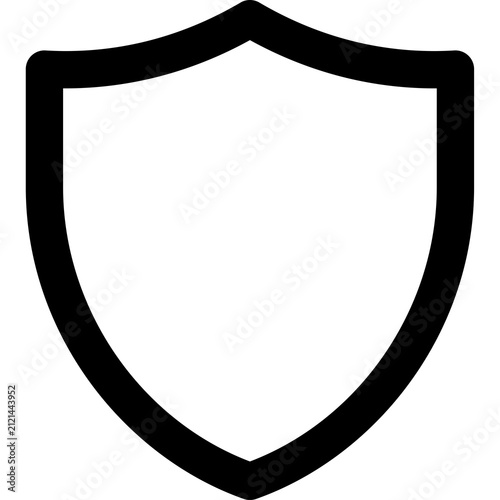 Shield icon black outline security shield defense protection guard safety privacy symbol isolated on white background vector