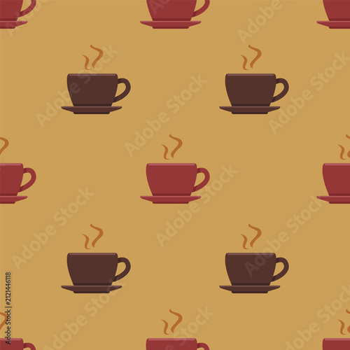 Vector Seamless Pattern of Coffee Cups