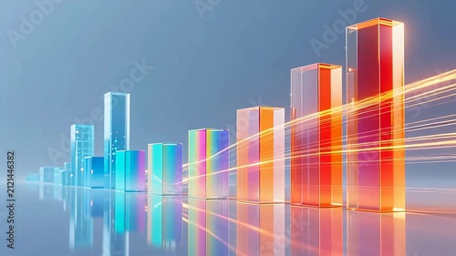 Colorful data bars rising in tech space