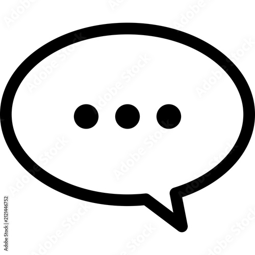 Chat bubble icon black outline speech bubble message conversation discussion typing dots symbol isolated on white background vector