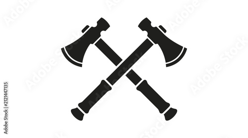 Crossed tomahawk axes icon flat vector illustration.