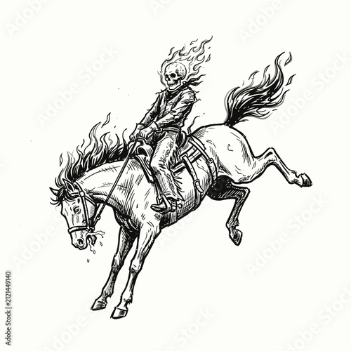 Equestrian Rider Jumping Over Horse.