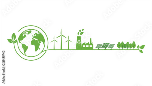 World Environment Day Banner Design. Sustainable Development, Green Industry, Renewable Energy, Environmental Protection, Eco Business, Climate Action, and Clean Technology Flat Vector Illustration.