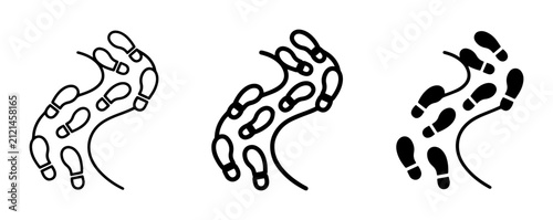 Footprint Trail Icons, Walking Steps Vector Set, Journey Path Graphics