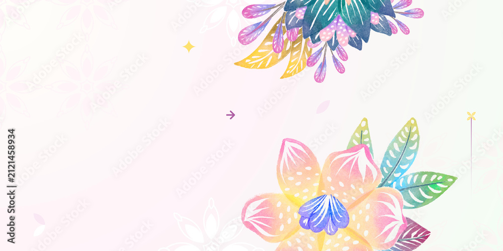 Fototapeta premium Watercolor Floral Background, Pastel Flowers, Soft Bloom Design