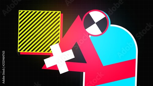 Abstract geometric composition with vibrant shapes and glow