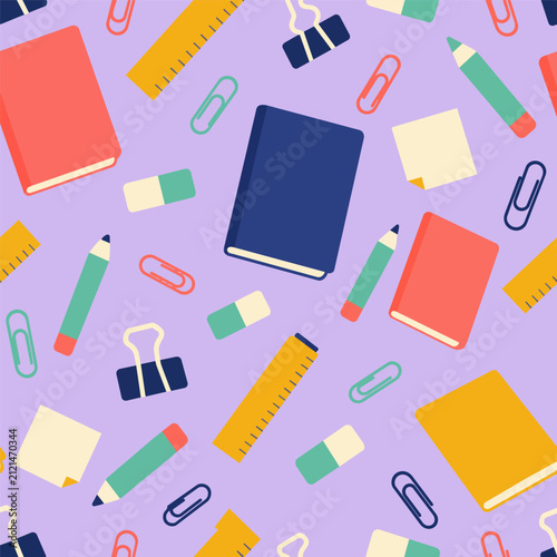 Modern Desk Stationery Seamless Pattern