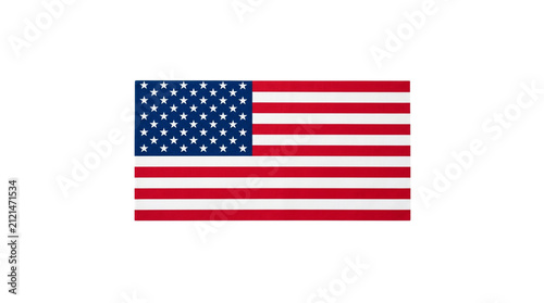 American flag on white background. United States national symbol isolated on white.