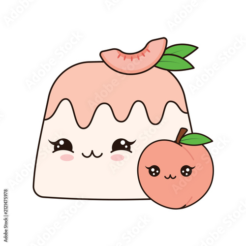 Cute Peach Pudding Dessert Sticker Clipart Design