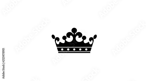 A stylized, black silhouette of a royal crown against a white background. The crown is ornate with fleur-de-lis designs at the top and a band of dots along the base.