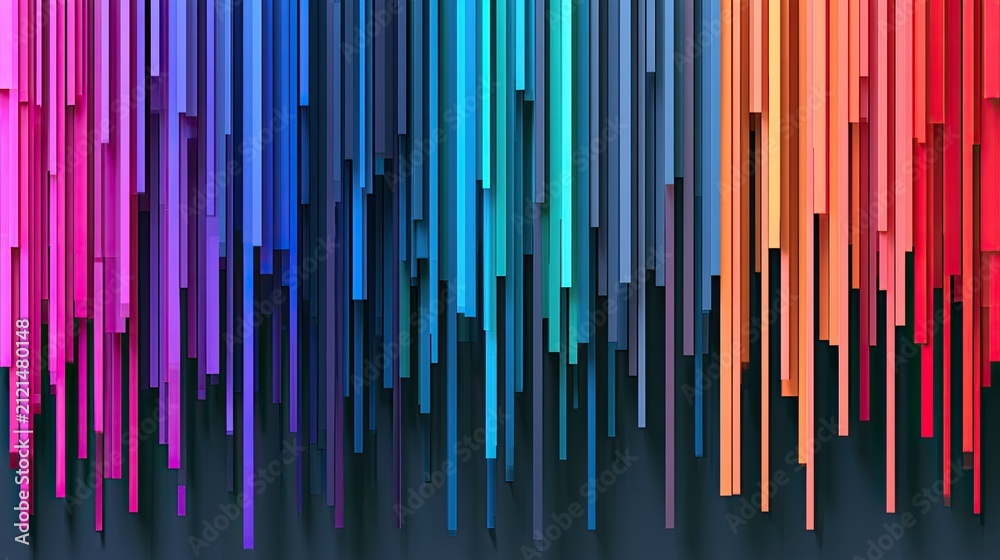 Fototapeta premium Abstract multicolored vertical lines cascade downwards, creating a vibrant spectrum