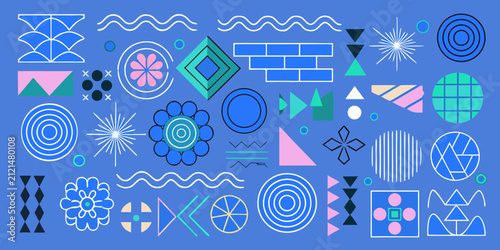 Geometric Floral Pattern With Spirals And Abstract Shapes Vector Illustration