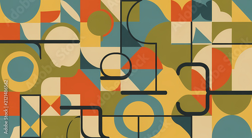 Mid Century Modern Geometric Abstract Pattern Background