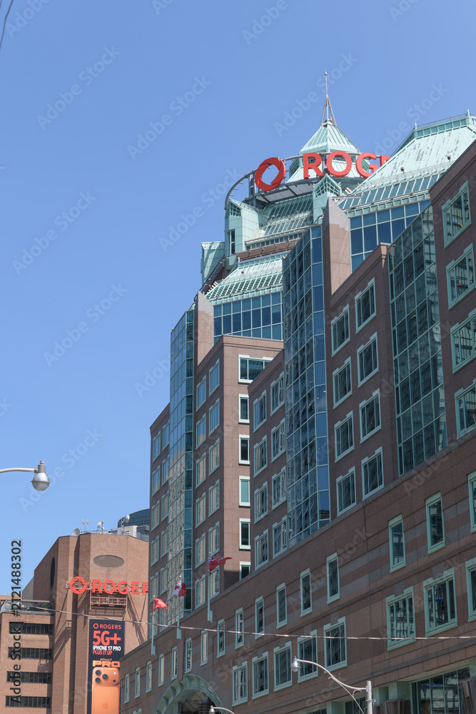 Fototapeta premium looking north on Ted Rogers Way (Jarvis St) to the corporate headquarters and campus for Rogers Communications, Toronto