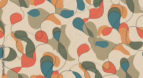 Organic Abstract Seamless Pattern with Earthy Tones and Flowing Lines