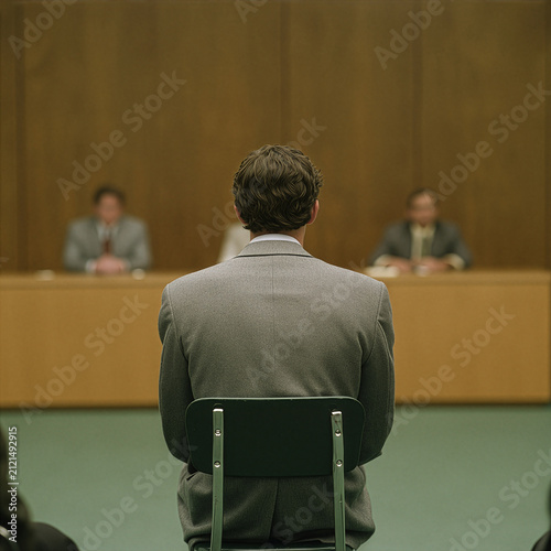 Man sitting in interview from behind