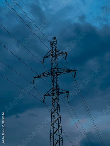 Принти на полотні Electricity pylon against a dramatic cloudy evening sky