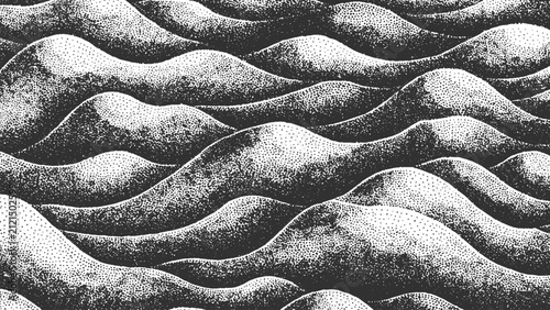 Canvas Print Abstract Monochrome Stippled Wave Pattern Background Texture