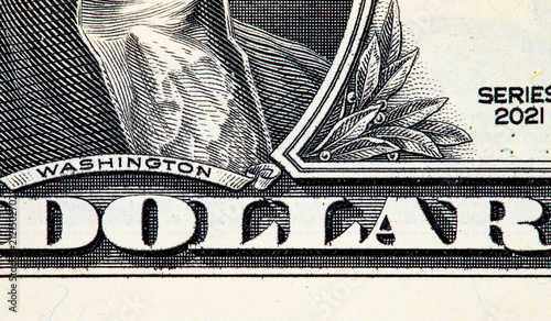 Foto Fragment of One US dollar banknote for design