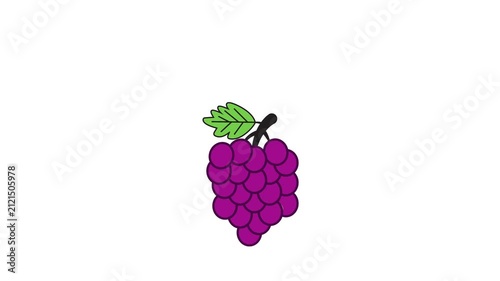 A single grape floats and loops gently across a white background, a seamless animated composition of one abstract element in motion