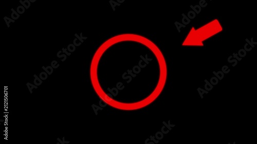 Red circle spotted with arrow highlight motion graphic animation on green screen background.4k video animation