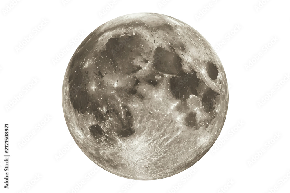 Fototapeta premium Warm beige full moon with cratered terrain