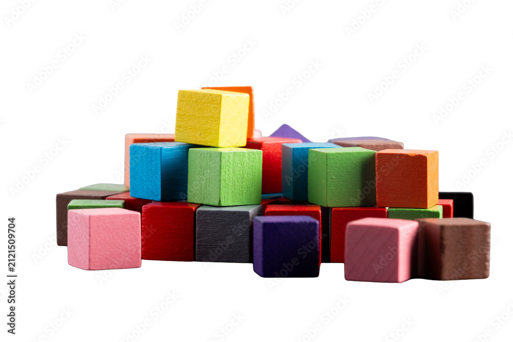 Fototapeta premium pile colorful wooden blocks