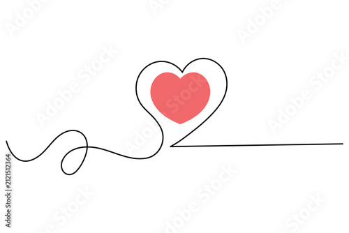 Heart line art drawing featuring continuous one line art