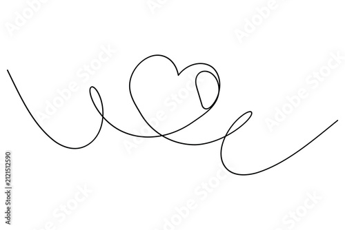 Heart line art drawing featuring continuous one line art