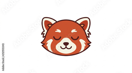 Fotografía Cute red panda face with closed eyes smiling.