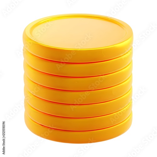 Stack of Yellow Plastic Checkers Pieces for Board Game or Recreation