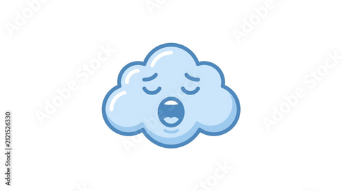 Foto Sad cartoon cloud with closed eyes and frowning mouth.