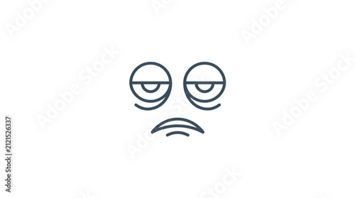 Fotografie Sad cartoon face with closed eyes and frown expression.